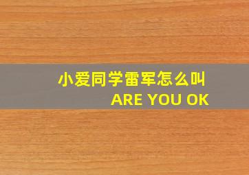 小爱同学雷军怎么叫ARE YOU OK